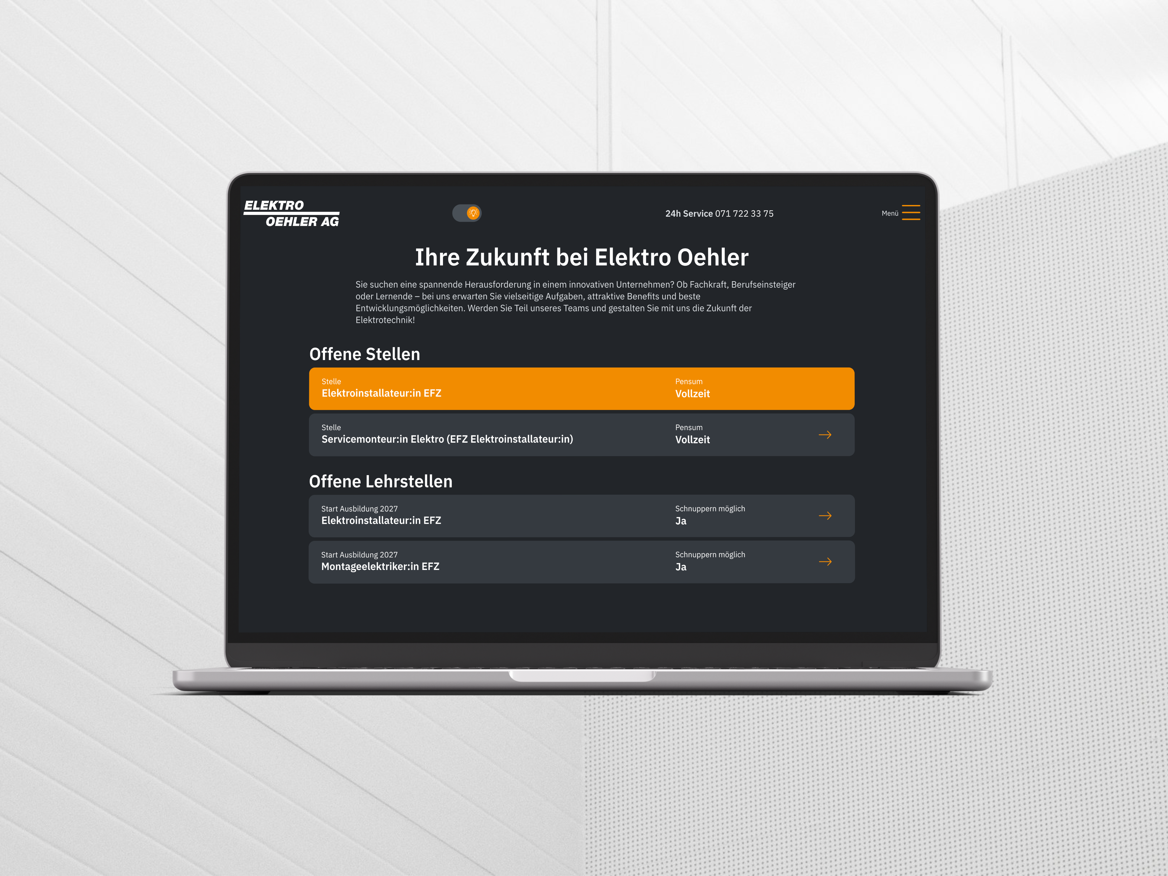 Moderne Website für Elektro Oehler